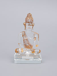 Transparent Glass with Gold Decor Sitting Buddha - The Heritage Artifacts