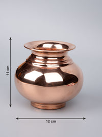 Copper crafted Kalash / Lota with glossy finish - Small size - The Heritage Artifacts