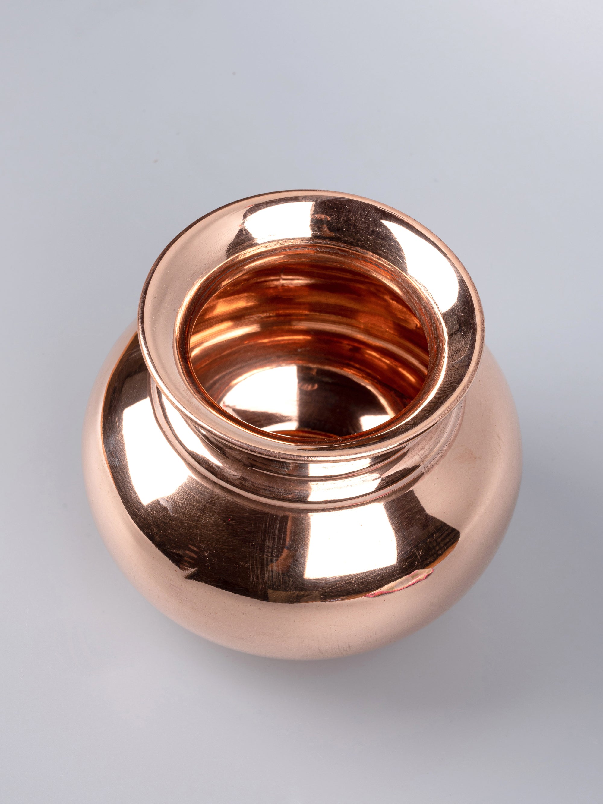Copper crafted Kalash / Lota with glossy finish - Small size - The Heritage Artifacts