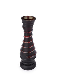 Glass Crafted Black Flower Vase with Spiral Design - 11 inches Height - The Heritage Artifacts