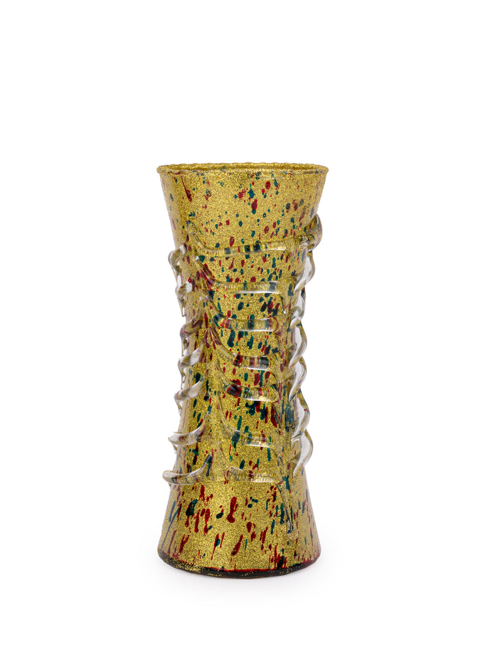 Gold Spotted Glass Flower Vase - 8 inches Height - The Heritage Artifacts