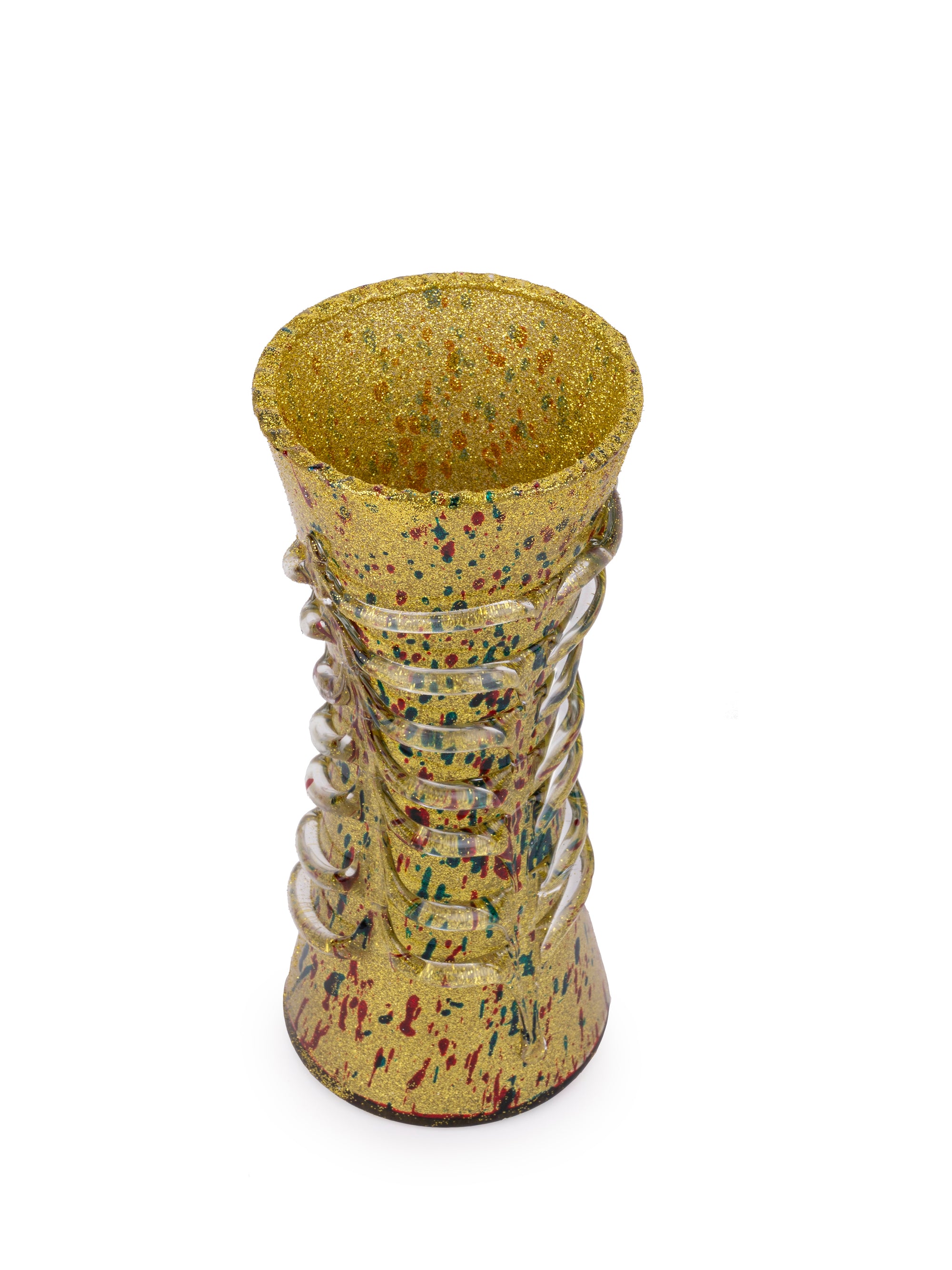 Gold Spotted Glass Flower Vase - 8 inches Height - The Heritage Artifacts