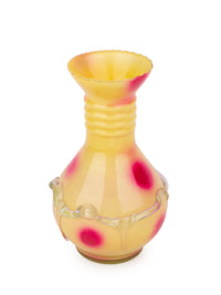 Glass Crafted Yellow Flower Vase with Red Spots - 8 inches Height - The Heritage Artifacts