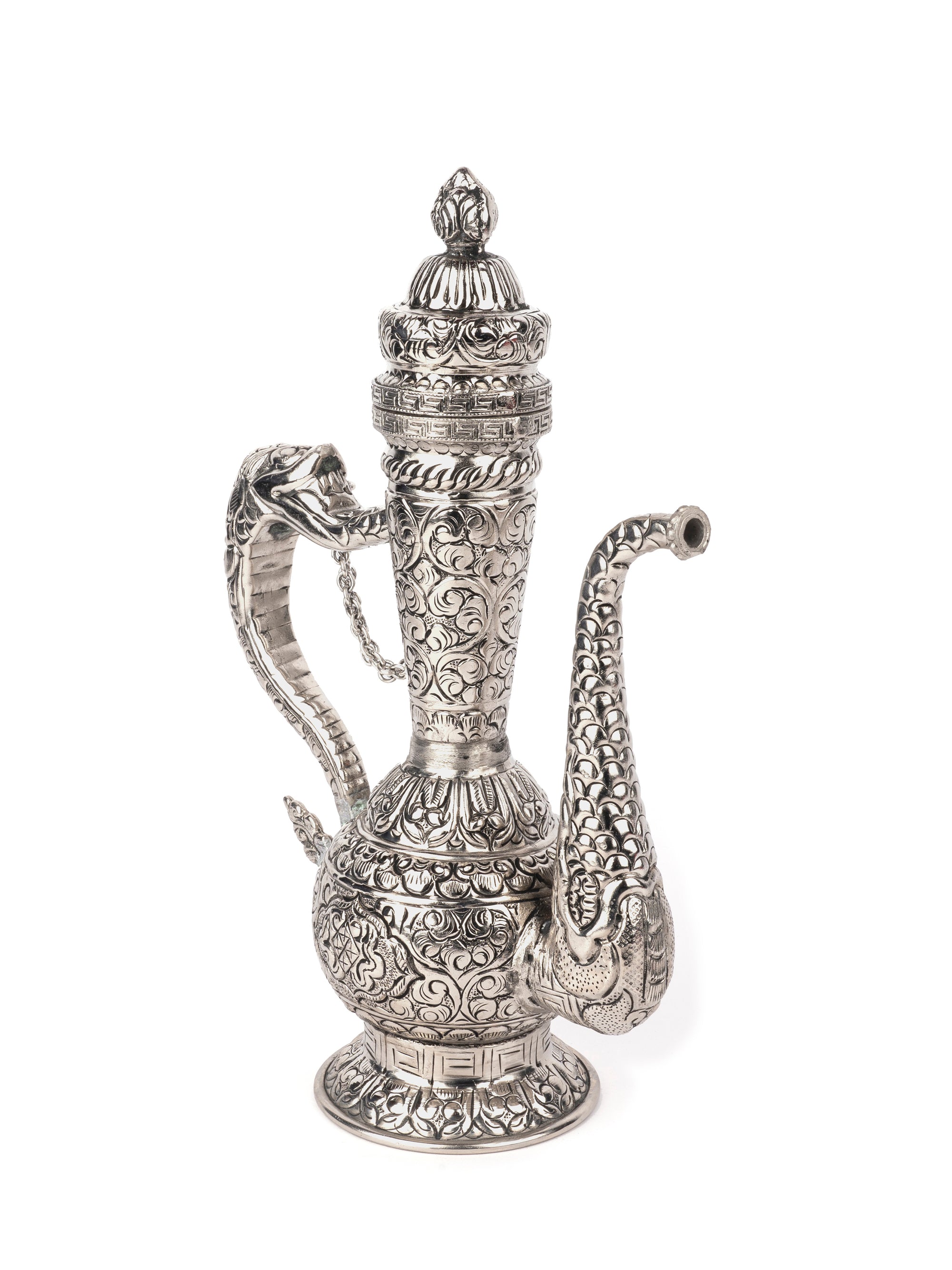 Metal Crafted Antique Silver Finish Surahi / Decanter Decorative Showpiece - The Heritage Artifacts