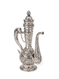Metal Crafted Antique Silver Finish Surahi / Decanter Decorative Showpiece - The Heritage Artifacts