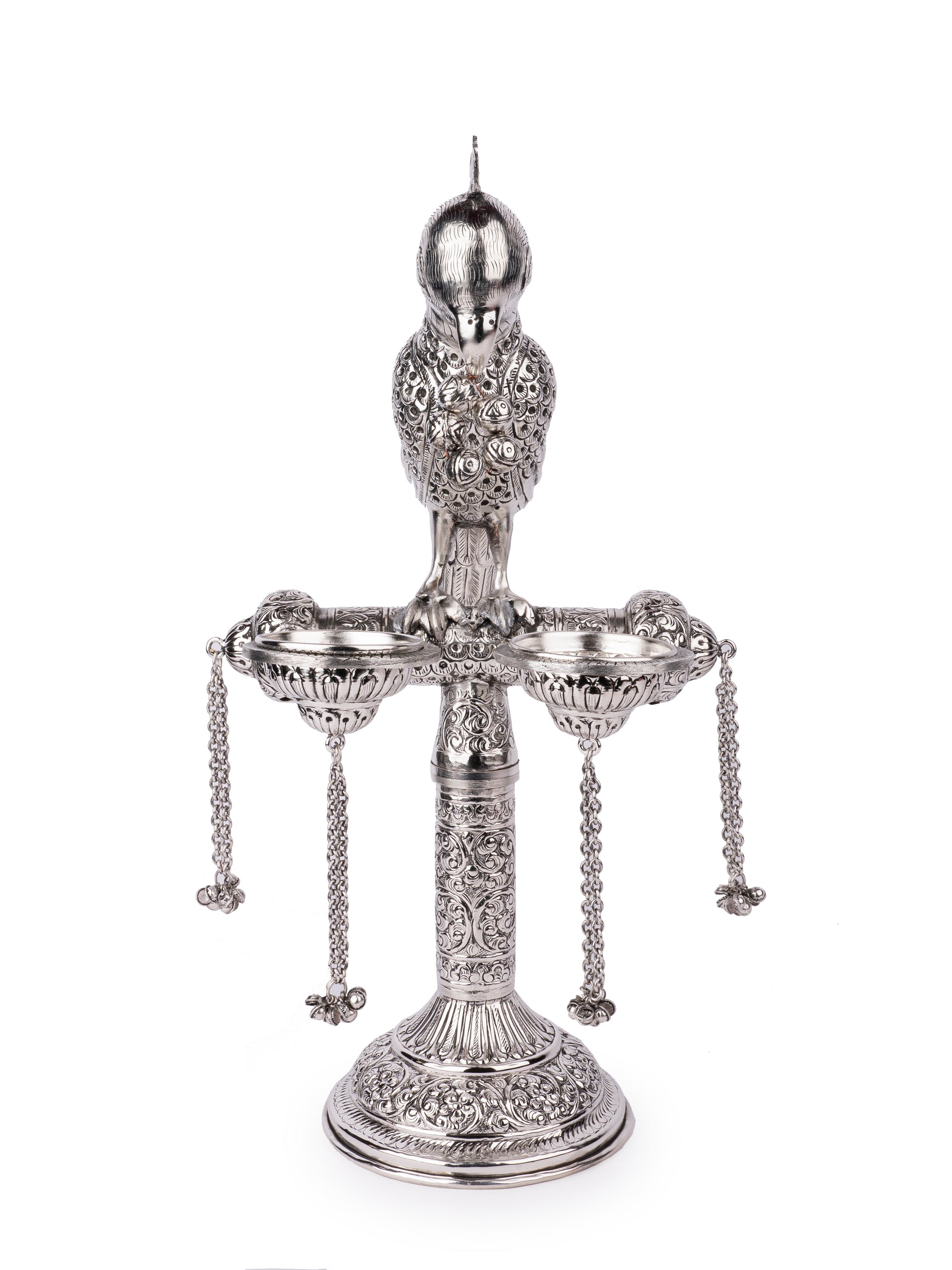 Metal Crafted Macaw Parrot on a Stand - Serve Ware - The Heritage Artifacts