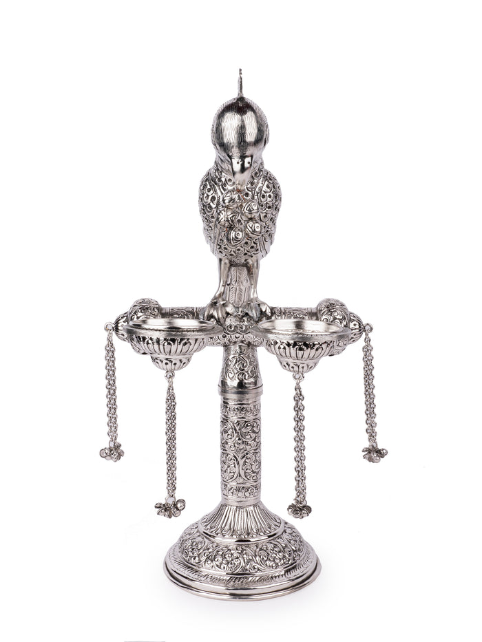 Metal Crafted Macaw Parrot on a Stand - Serve Ware - The Heritage Artifacts