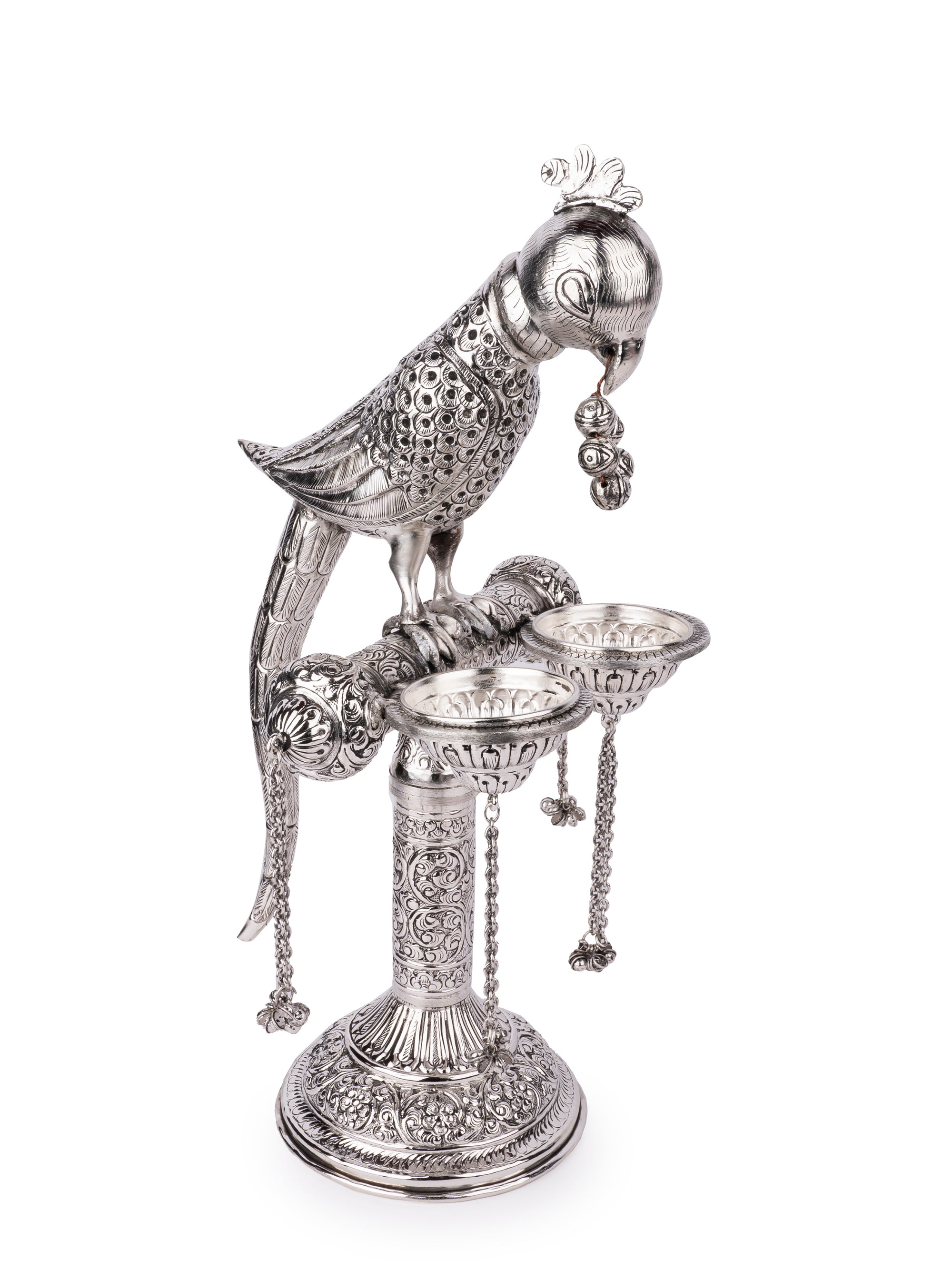 Metal Crafted Macaw Parrot on a Stand - Serve Ware - The Heritage Artifacts