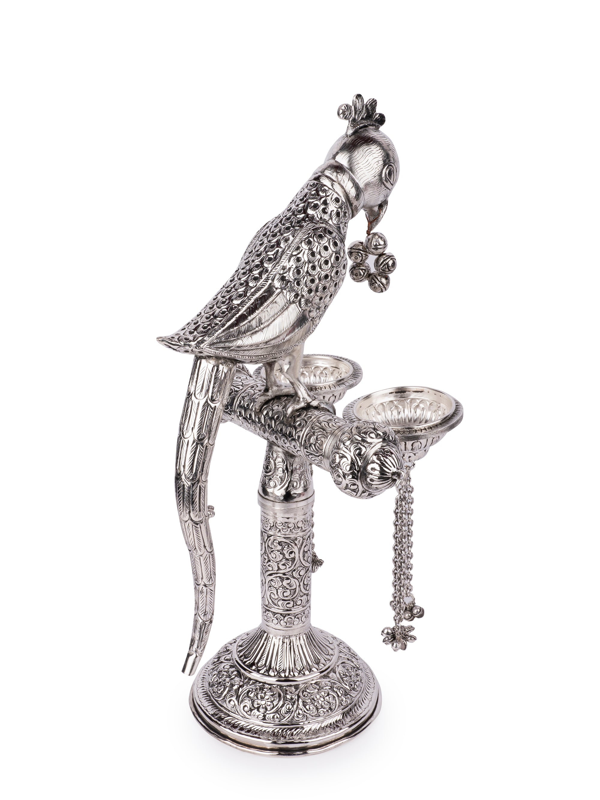 Metal Crafted Macaw Parrot on a Stand - Serve Ware - The Heritage Artifacts
