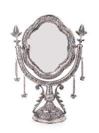 Metal Crafted Classic Design Vanity Mirror with Antique Silver Finish - The Heritage Artifacts