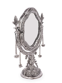 Metal Crafted Classic Design Vanity Mirror with Antique Silver Finish - The Heritage Artifacts
