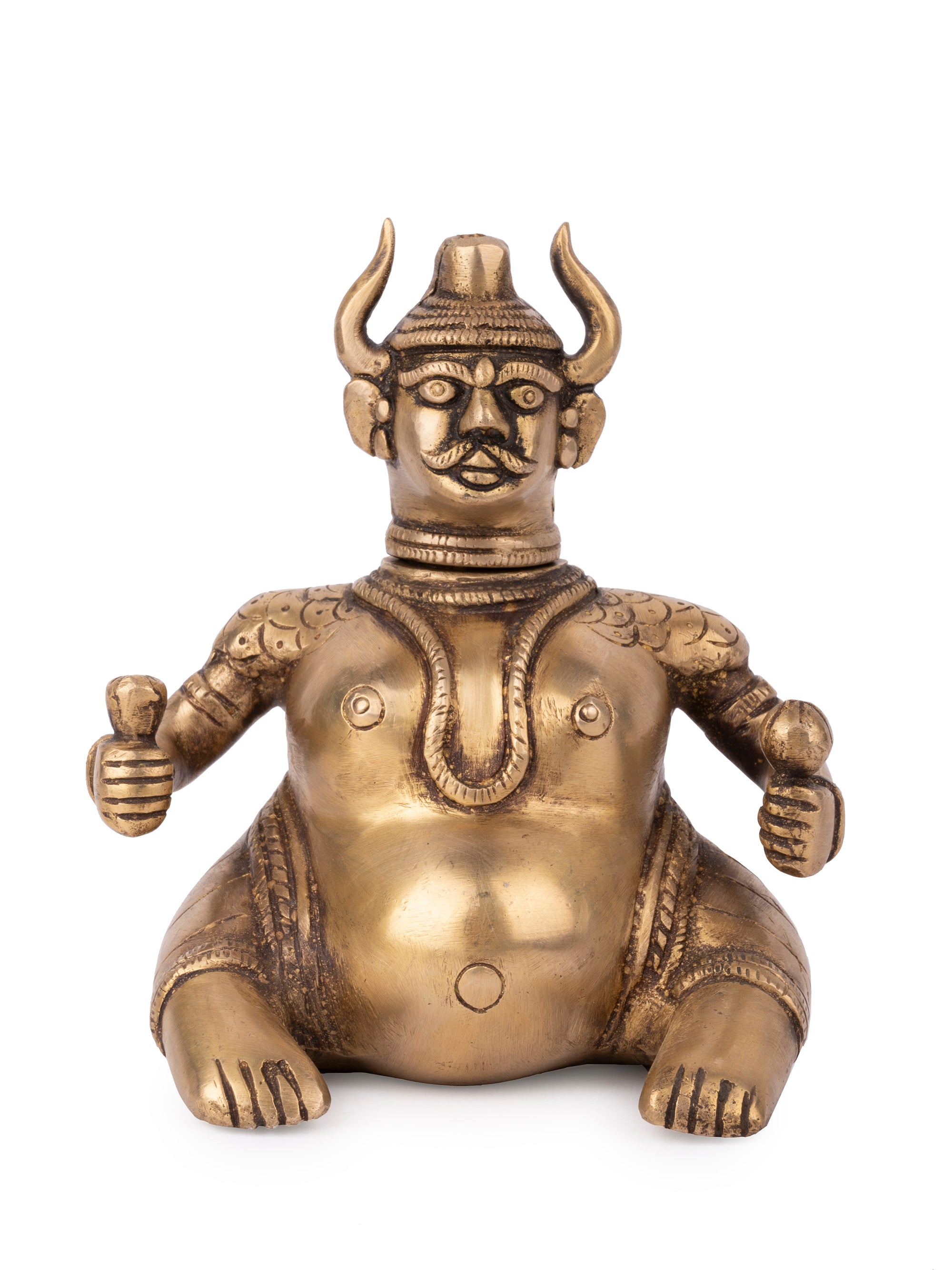 Brass Crafted Lamp Man Figurine with Antique finish - 6 inches height - The Heritage Artifacts
