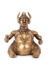 Brass Crafted Lamp Man Figurine with Antique finish - 6 inches height - The Heritage Artifacts