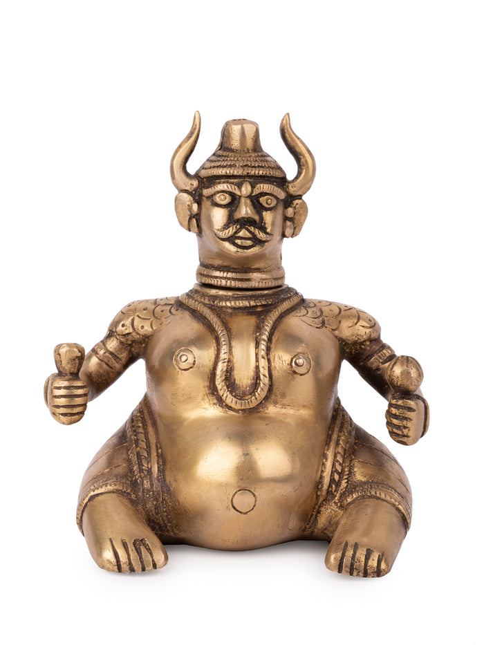 Brass Crafted Lamp Man Figurine with Antique finish - 6 inches height - The Heritage Artifacts
