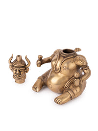 Brass Crafted Lamp Man Figurine with Antique finish - 6 inches height - The Heritage Artifacts
