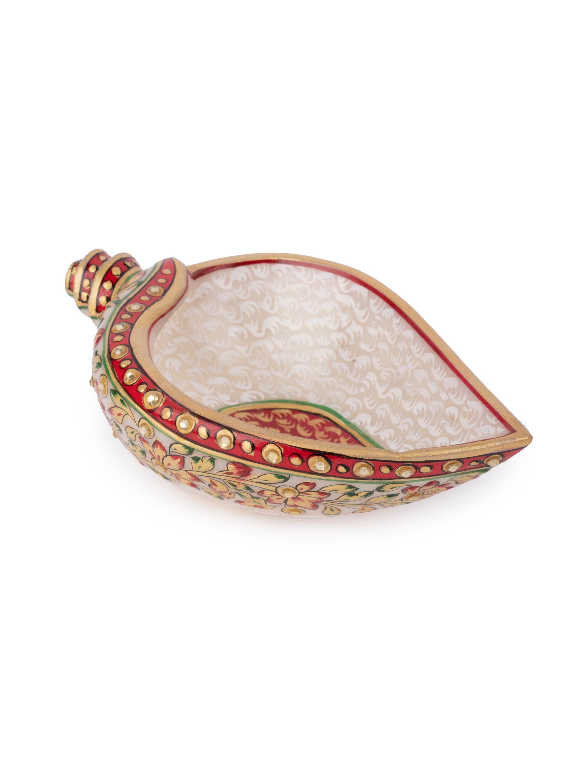 Meenakari Design Multipurpose Marble Shankh Urli / Bowl - The Heritage Artifacts