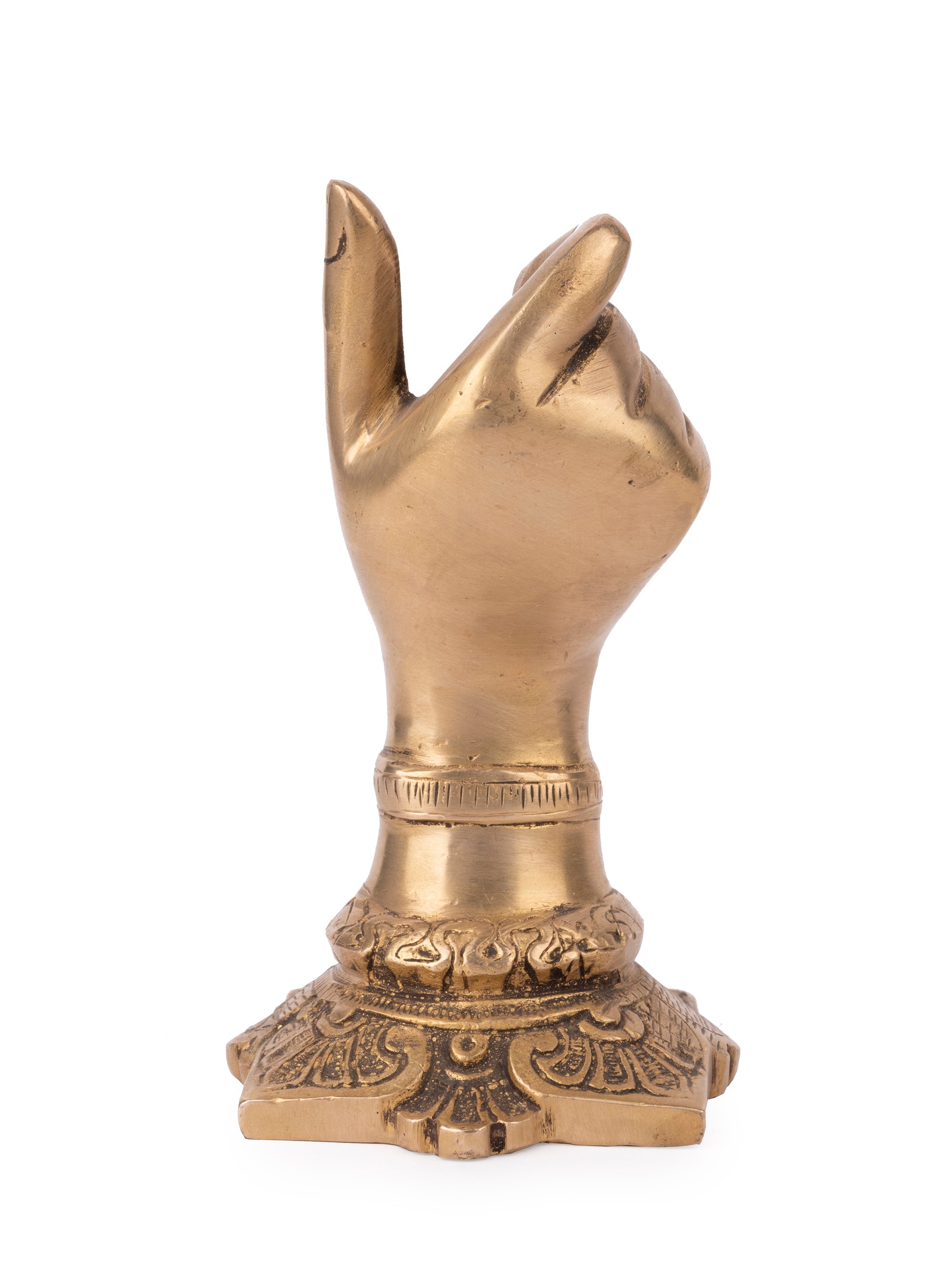 Stylish Hand Shaped Pen / Pencil Holder made of Brass - 6 inches height - The Heritage Artifacts
