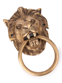 Brass Crafted Lion Head Door Knocker with Antique Finish - The Heritage Artifacts
