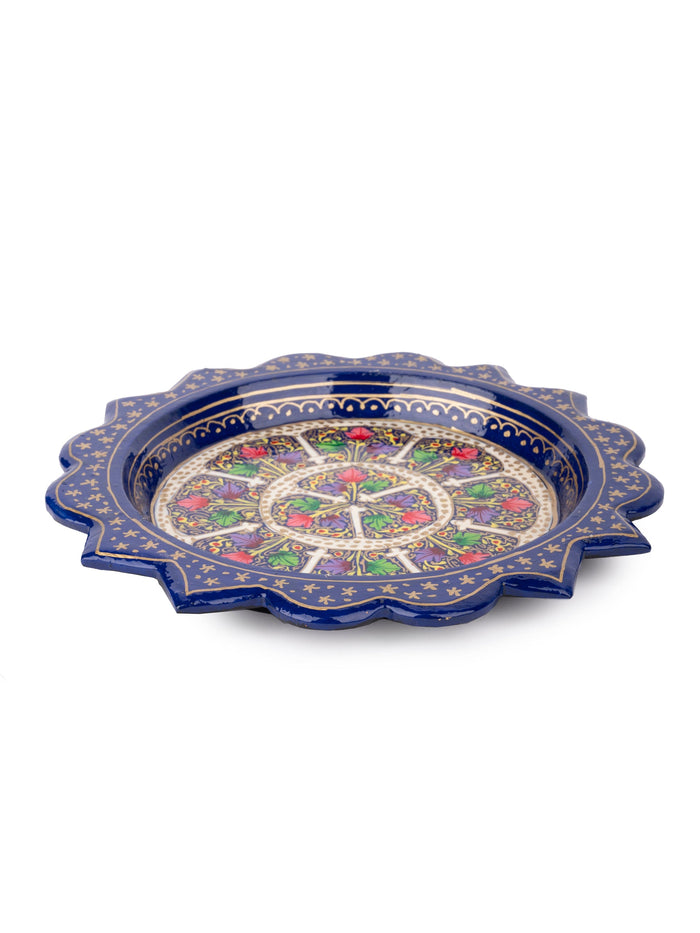 Small decorative Paper Mache Tray in Blue and White color - The Heritage Artifacts