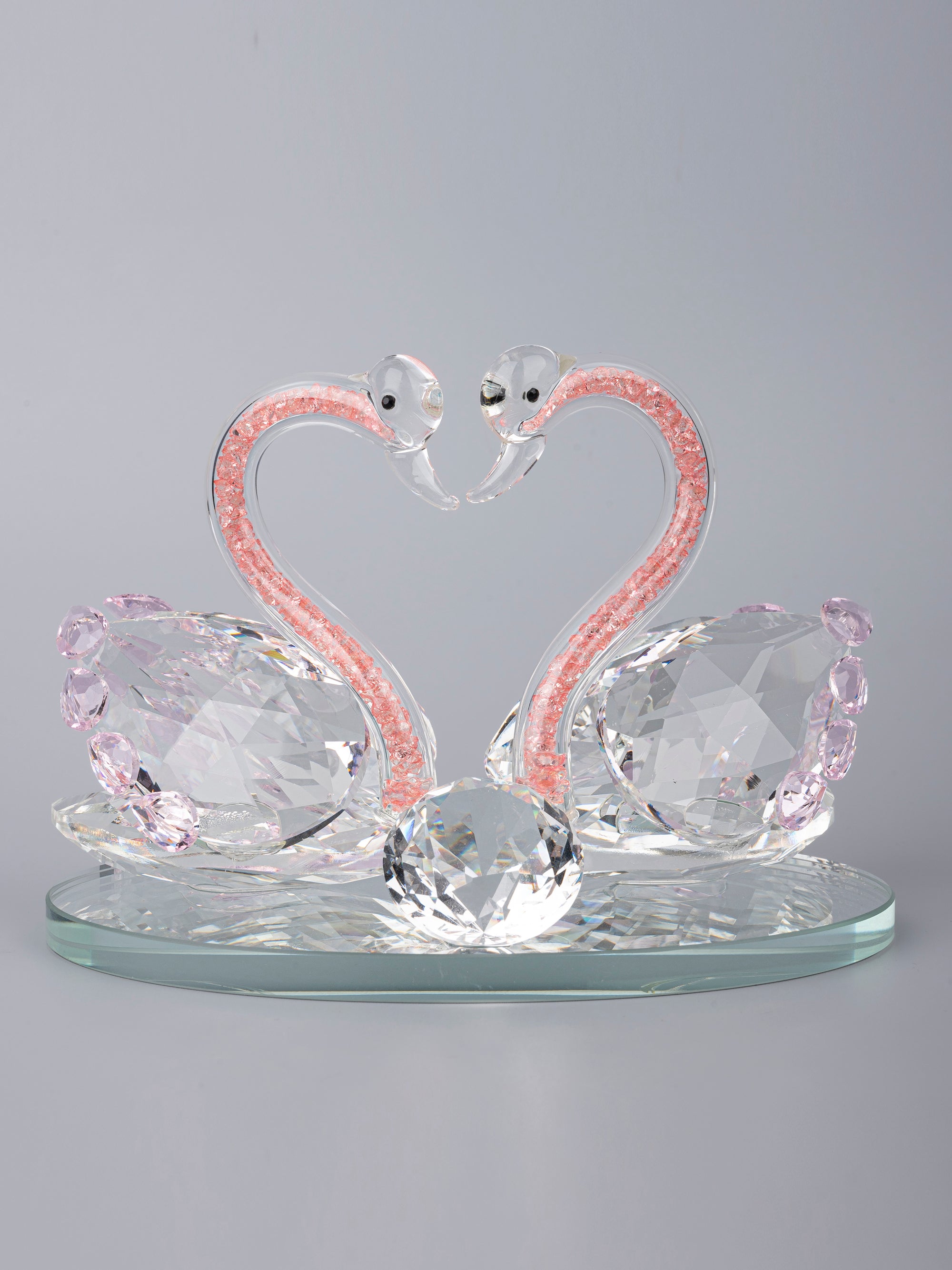 Glass Crafted Romantic Swan Couple Home Decor - The Heritage Artifacts