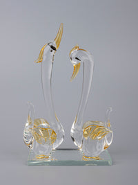 Swan Couple Beautiful Glass Home Decor Showpiece - The Heritage Artifacts