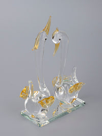 Swan Couple Beautiful Glass Home Decor Showpiece - The Heritage Artifacts