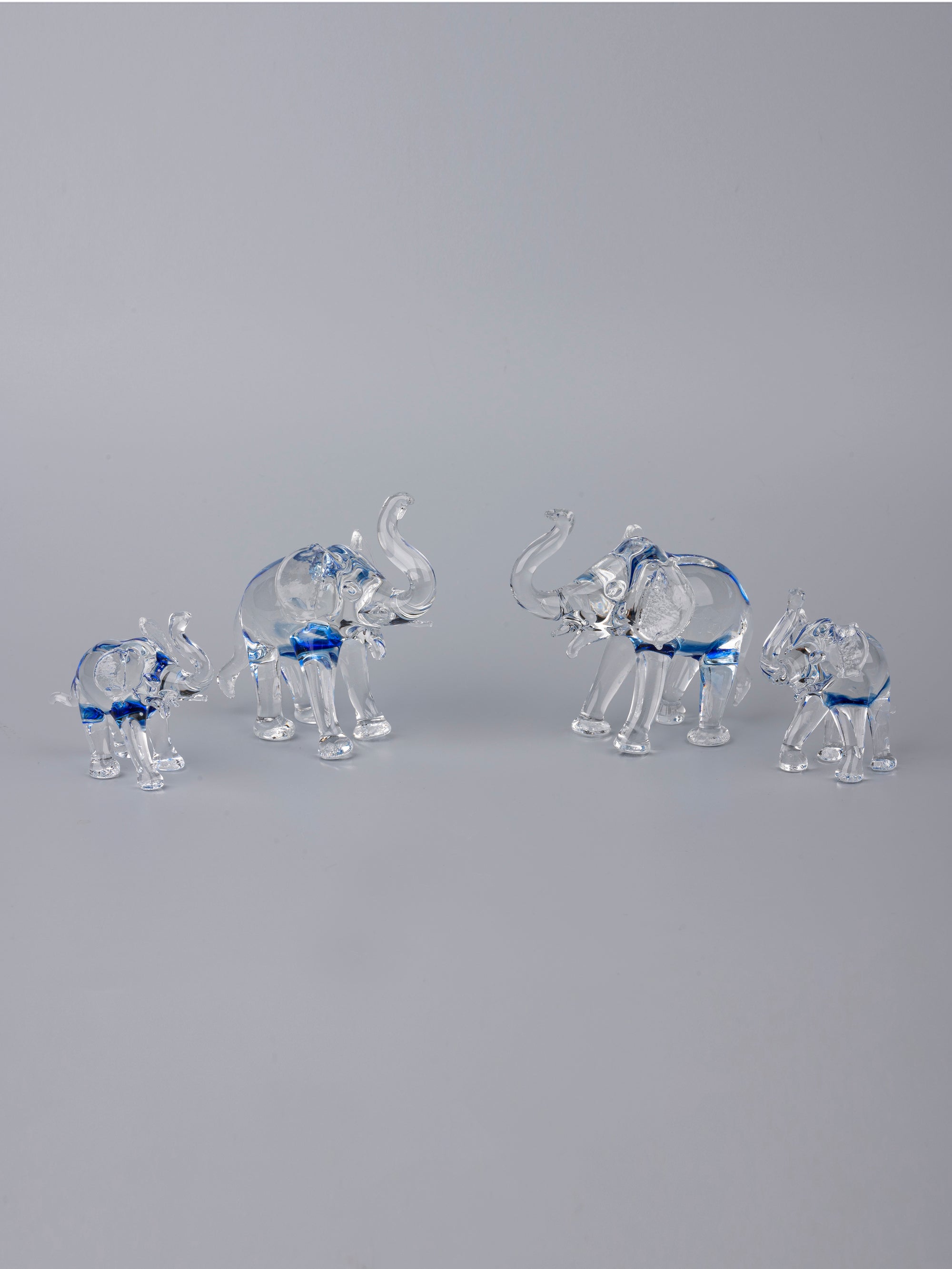 Elephant Family Set of 4 pieces Glass Home Decor - The Heritage Artifacts