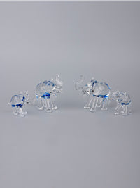 Elephant Family Set of 4 pieces Glass Home Decor - The Heritage Artifacts