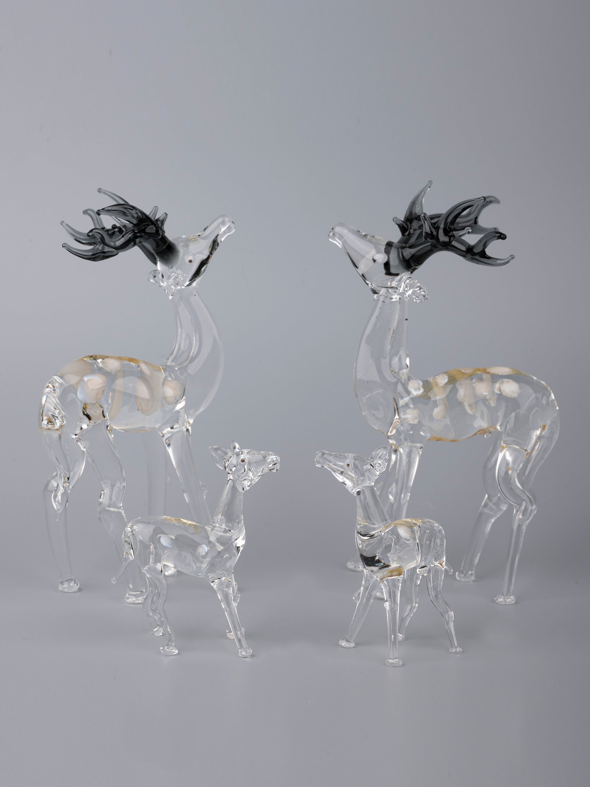 Deer Family Set of 4 pieces Glass Home Decor - The Heritage Artifacts