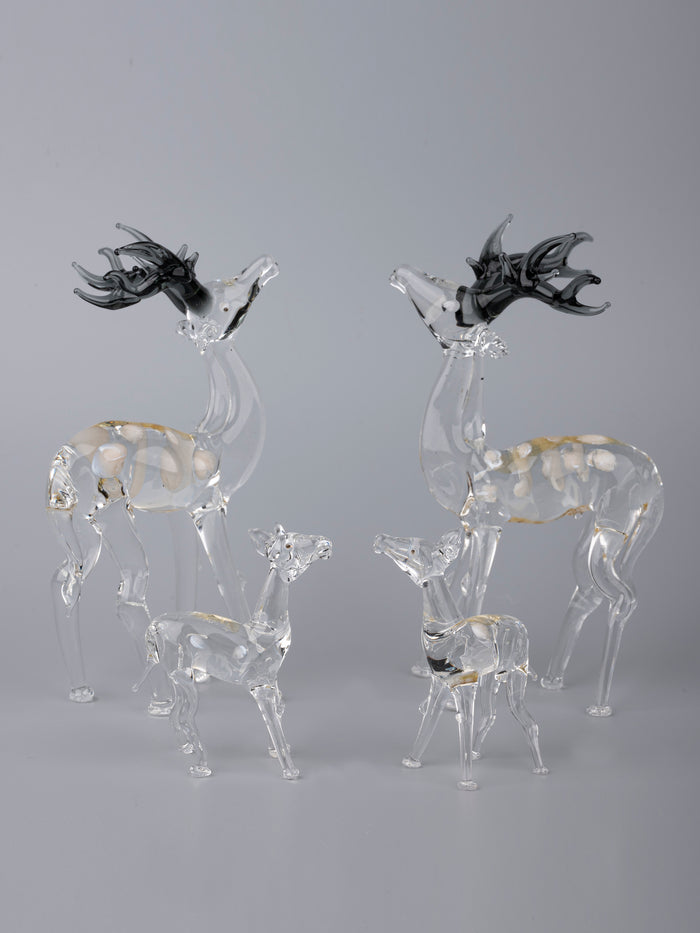 Deer Family Set of 4 pieces Glass Home Decor - The Heritage Artifacts