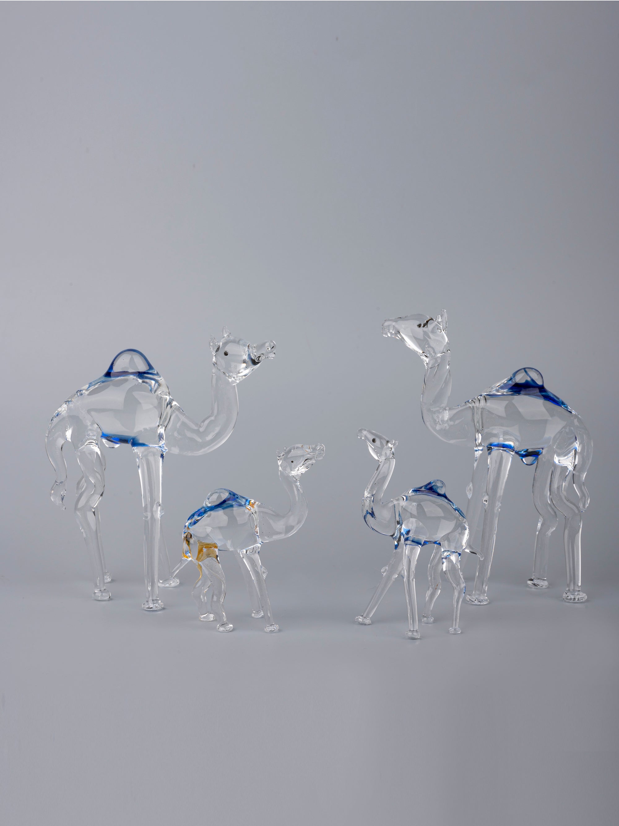 Camel Family Set of 4 pieces Glass Home Decor - The Heritage Artifacts
