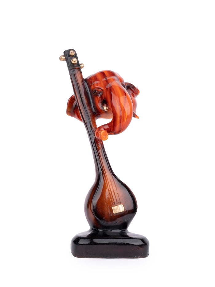Lord Ganesh Statue With Sitar - 12 inches height - The Heritage Artifacts