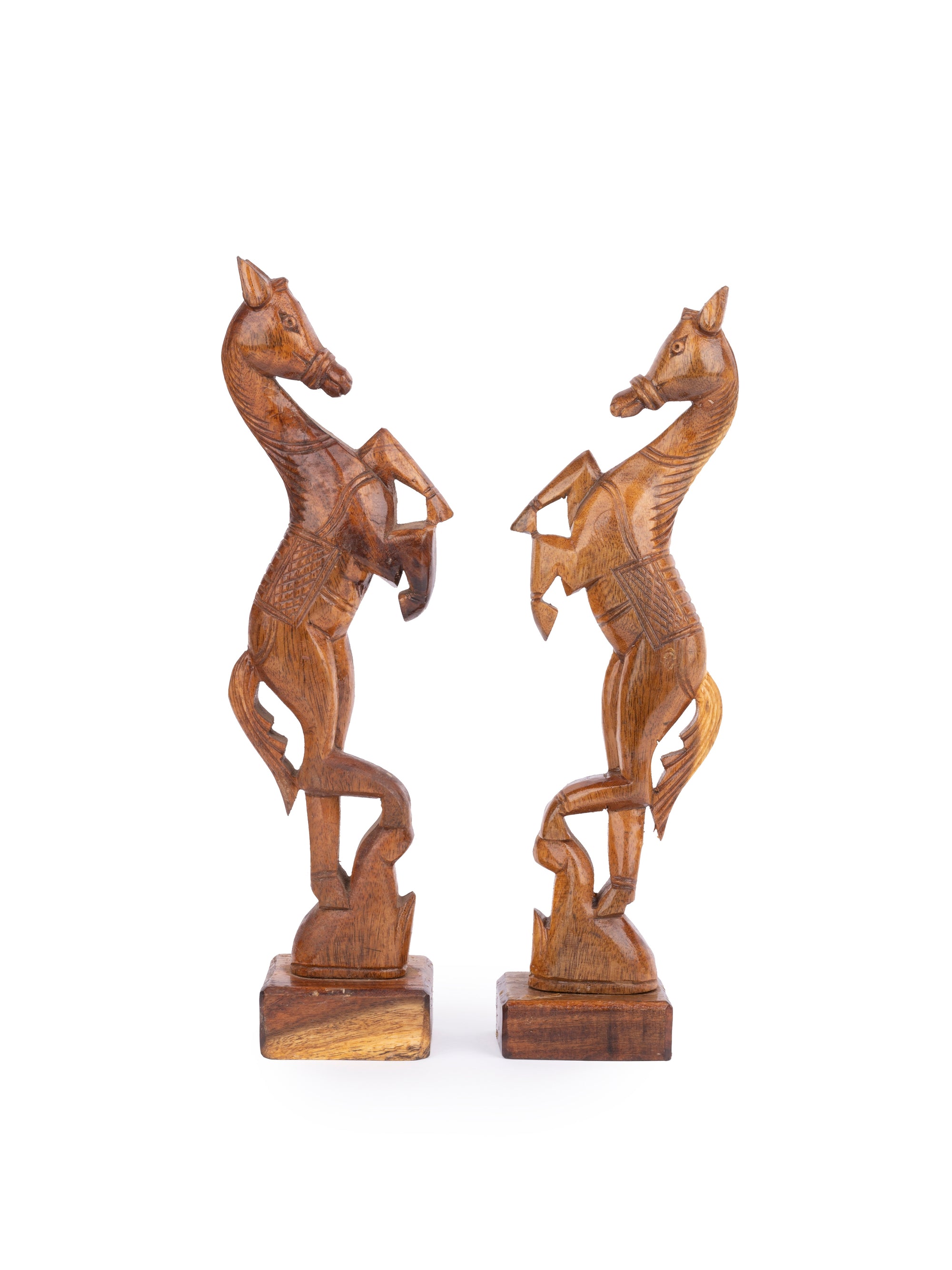 Pair of Wooden Jumping Horses - 10 inches height - The Heritage Artifacts