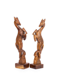 Pair of Wooden Jumping Horses - 10 inches height - The Heritage Artifacts