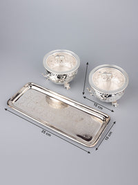 Silver Finish Set of 2 Serving Bowl on a Tray - The Heritage Artifacts
