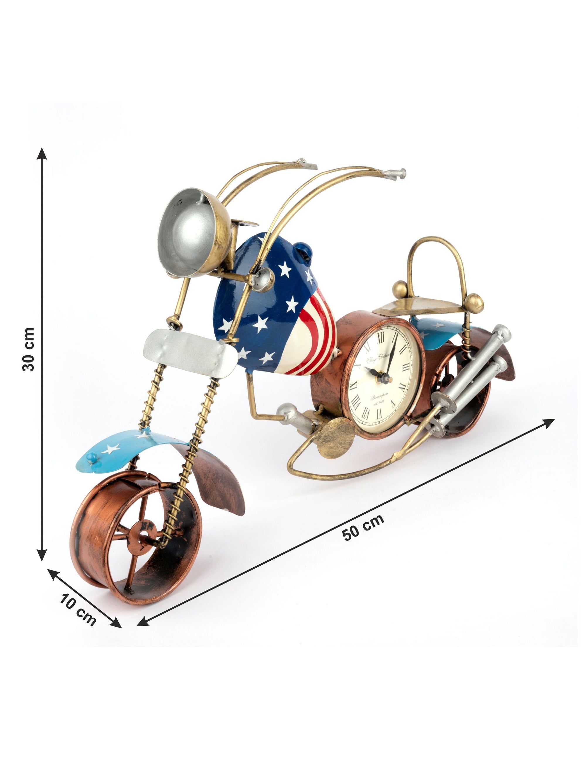 Metal Crafted Bike with Clock Decorative Showpiece - 20 inches - The Heritage Artifacts