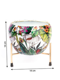 Colorful Metal Planter with Stand - 6 inches height - The Heritage Artifacts