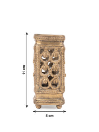 Dokra Art Square Shaped Pen / Pencil Stand, Desk Accessory - 4 inches height - The Heritage Artifacts