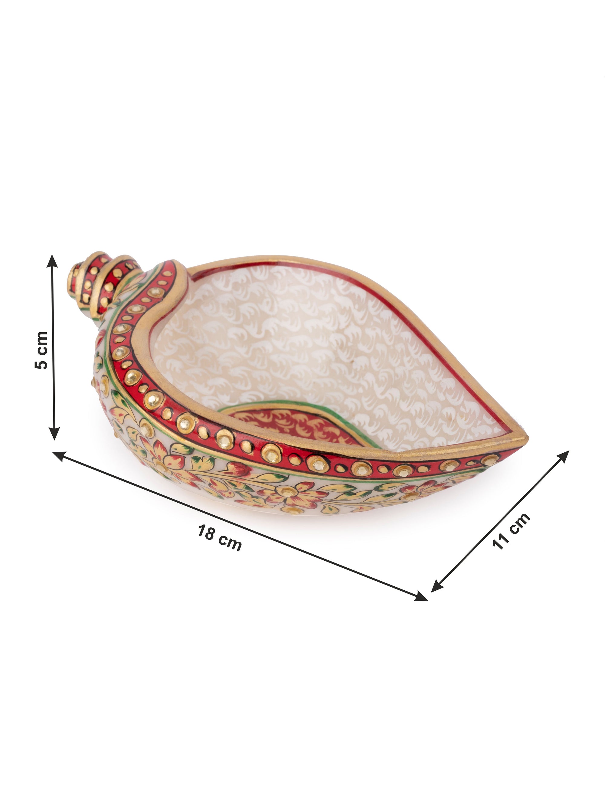 Meenakari Design Multipurpose Marble Shankh Urli / Bowl - The Heritage Artifacts