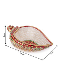 Meenakari Design Multipurpose Marble Shankh Urli / Bowl - The Heritage Artifacts