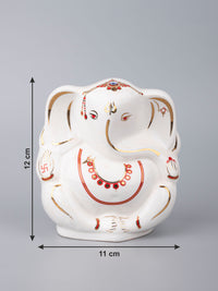 White Ceramic Ganesh Idol with Red Decorations - The Heritage Artifacts