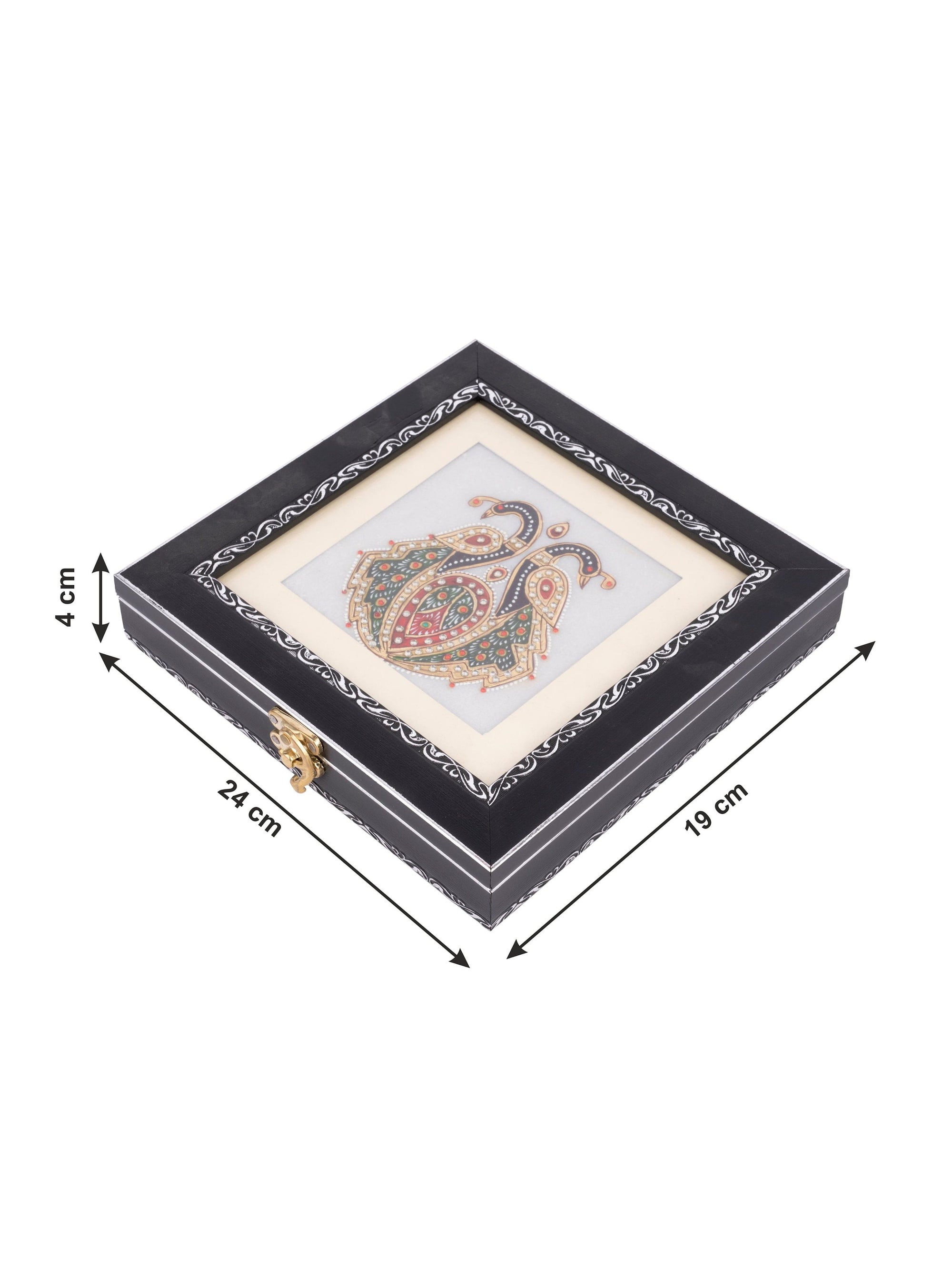 Assorted Design Wooden Gift Box with Marble tile on top  - 9x7 inches - The Heritage Artifacts