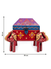 Meenakari Work Four Faced Elephant Box for Multiple Storage Solution - The Heritage Artifacts