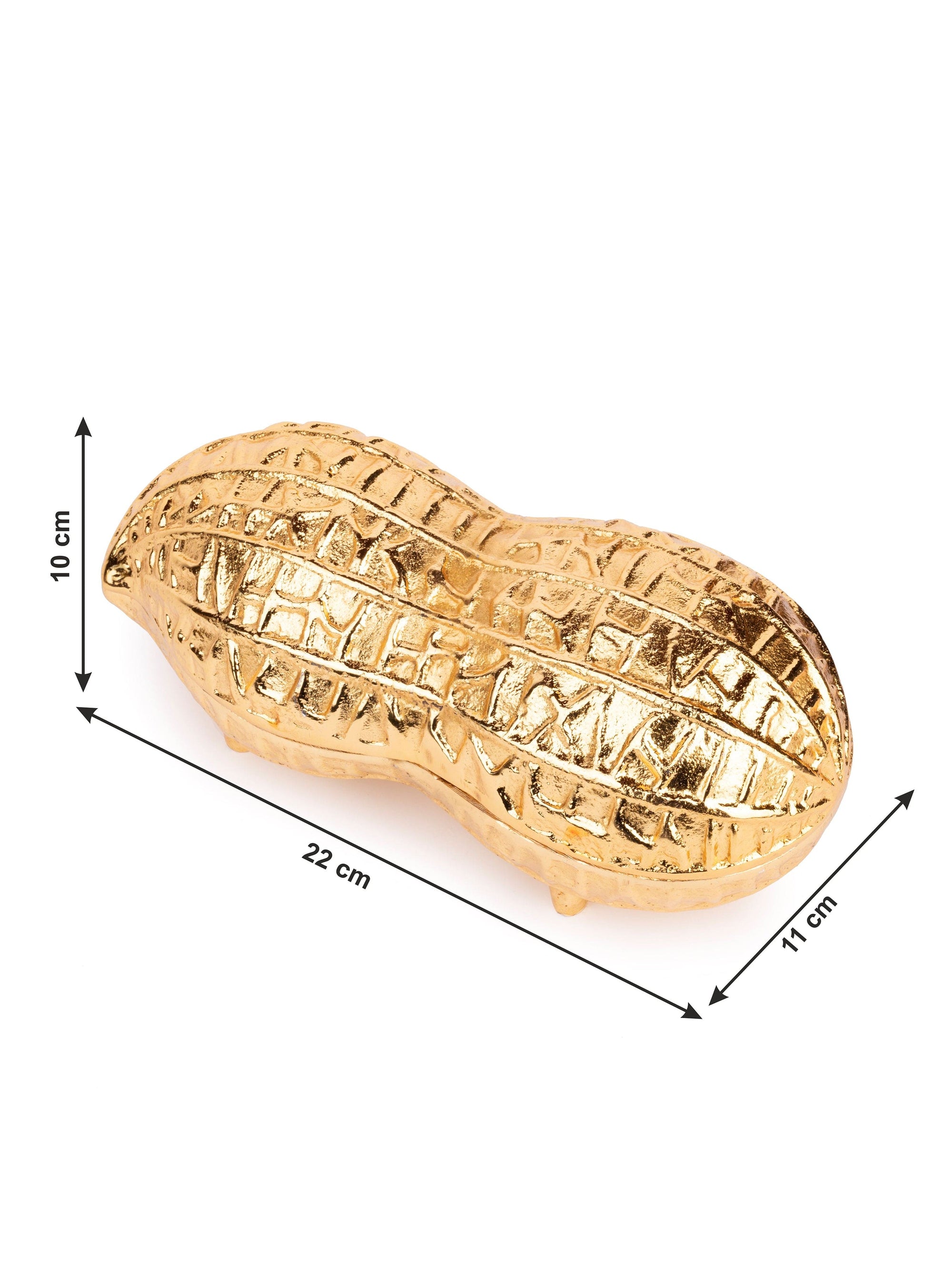 Metal Crafted Peanut / Mumfali Design Serving bowl in Golden Color - The Heritage Artifacts