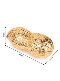 Metal Crafted Peanut / Mumfali Design Serving bowl in Golden Color - The Heritage Artifacts