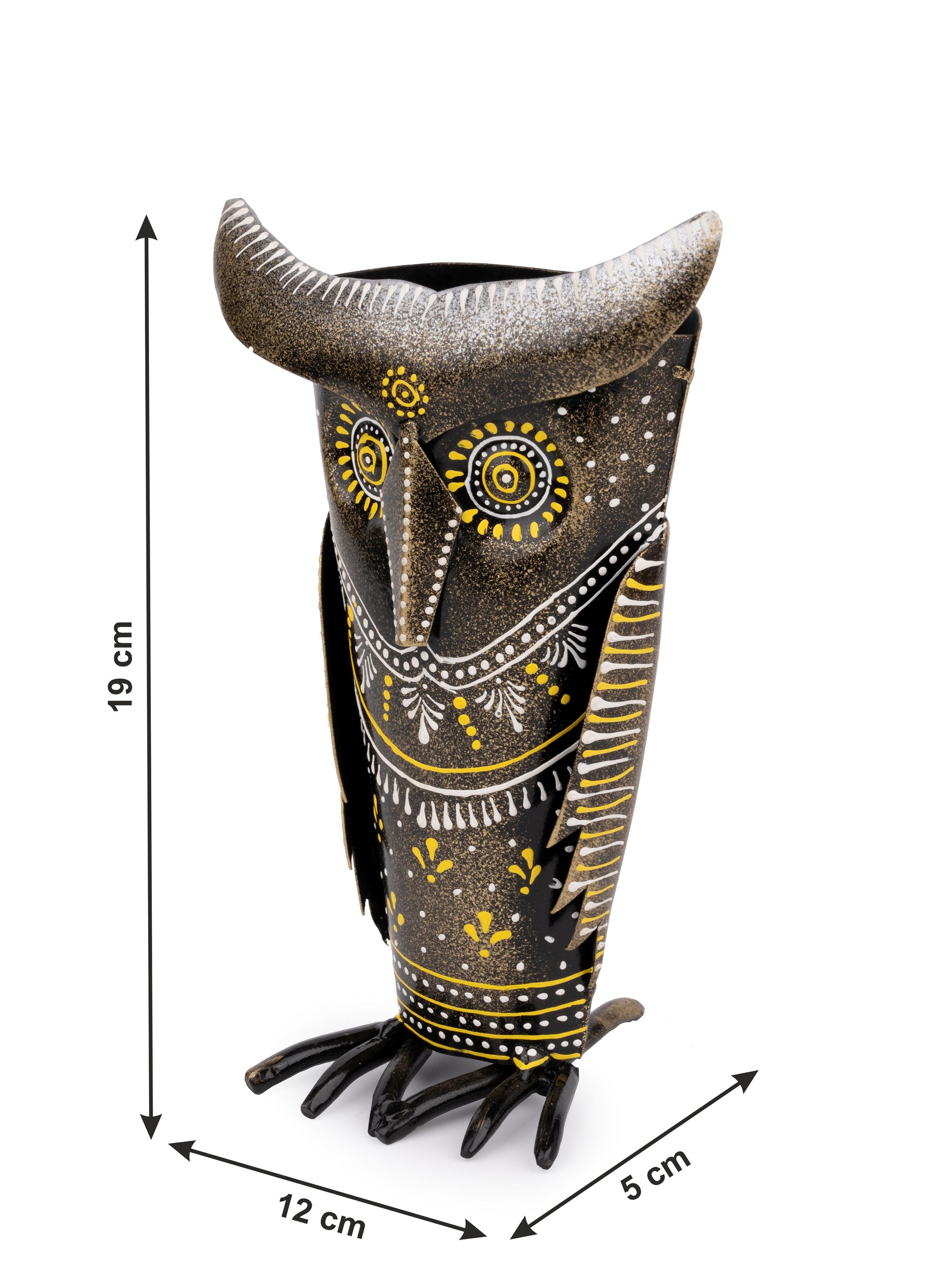 Metal Crafted Black Owl Figurine for Home Decor - 8 inches height - The Heritage Artifacts