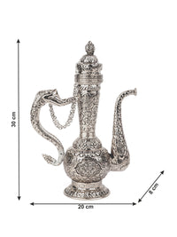 Metal Crafted Antique Silver Finish Surahi / Decanter Decorative Showpiece - The Heritage Artifacts