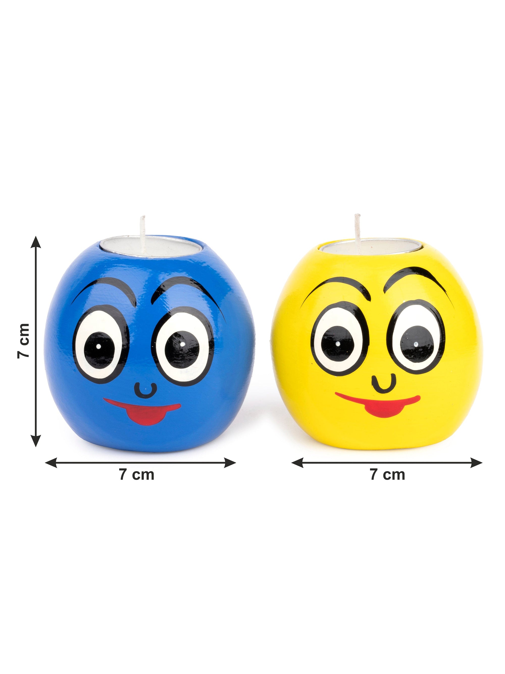 Colorful Smily Candle holder with Tea light Candles, Set of 2 - The Heritage Artifacts