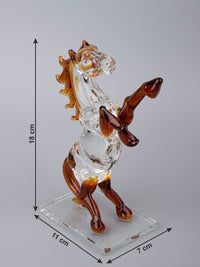 Prancing Horse Glass Decor Showpiece - 7 inches height - The Heritage Artifacts
