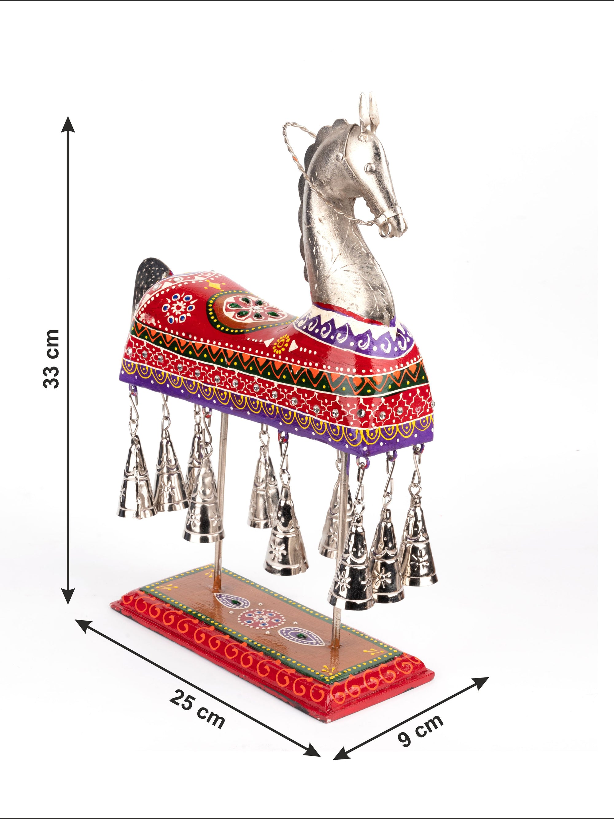Majestic Horse On Stand With Chiming Bells - 13 inches height - The Heritage Artifacts